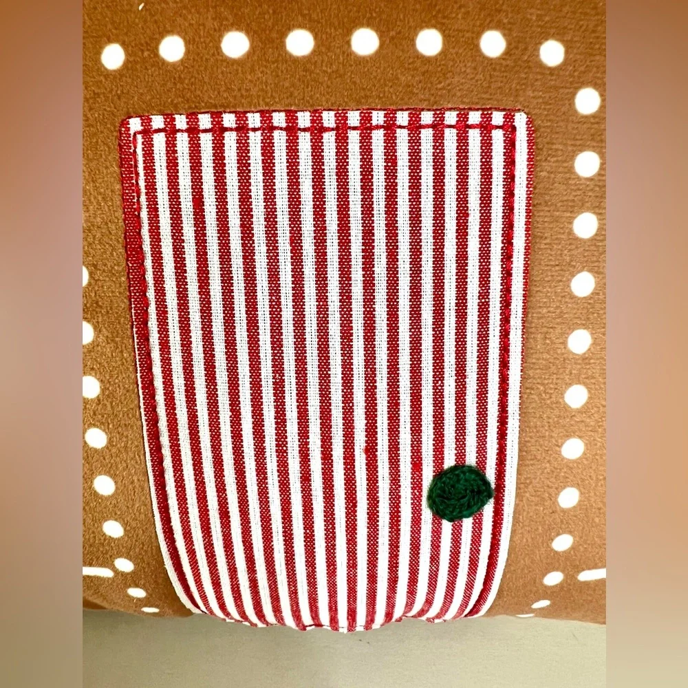 Christmas Gingerbread House Shaped Throw Pillow Cushion Peppermint Candy